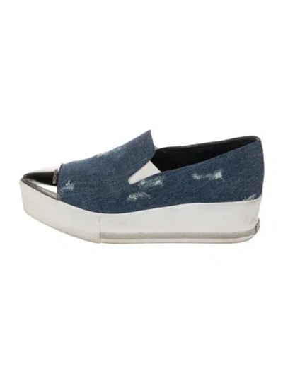 Pre-owned Miu Miu Denim Distressed Accents Sneakers In Blue