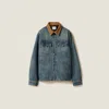 Miu Miu Denim Down Jacket In Navy
