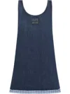 Miu Miu Logo Lettering Denim Mini Dress In Blue
