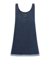 Miu Miu Logo Lettering Denim Mini Dress In Blue