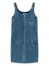 Miu Miu Women Denim Dungarees Mini Dress In Blue