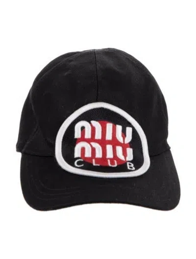 Pre-owned Miu Miu Denim Embroidered Hat In Black