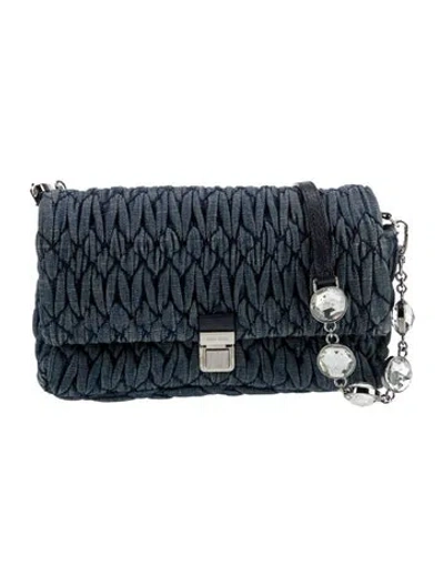 Pre-owned Miu Miu Denim Evening Bag In Blue