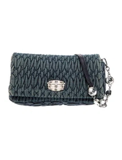 Pre-owned Miu Miu Denim Evening Bag In Blue