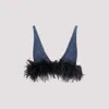 Miu Miu Denim Feathers Embellishment Top In Denim