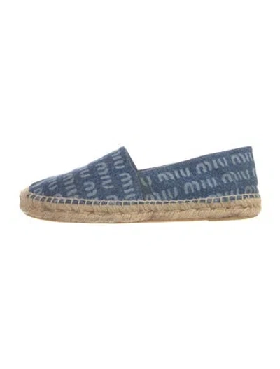 Pre-owned Miu Miu Denim Graphic Print Espadrilles In Blue