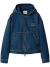 Miu Miu Denim Hooded Jacket In Blue