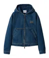 Miu Miu Denim Hoodie Jacket In Blue