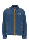 Miu Miu Denim Jacket With Contrast Trim And Pockets In Blue