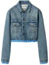 Miu Miu Denim And Poplin Trucker Jacket In Blue