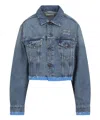 Miu Miu Denim And Poplin Trucker Jacket In Blue