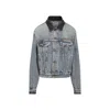 Miu Miu Denim Jacket With Lamb Leather Collar In Blue