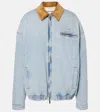 Miu Miu Denim Jacket With Logo In Blue