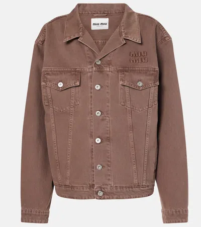 Miu Miu Denim Jacket In Brown