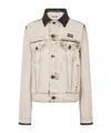 Miu Miu Jacket Contrast Collar Long Sleeves Chest Pockets In Neutral
