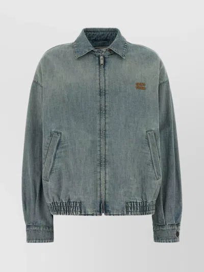 MIU MIU DENIM JACKET WITH COLLARED NECK AND POCKETS