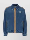 Miu Miu Denim Jacket With Contrast Trim And Pockets In Blue