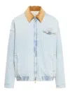 Miu Miu Denim Jacket With Logo In Blue
