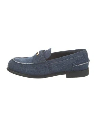 Pre-owned Miu Miu Denim Loafers In Blue