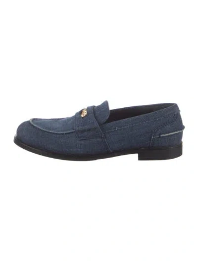 Pre-owned Miu Miu Denim Loafers In Blue
