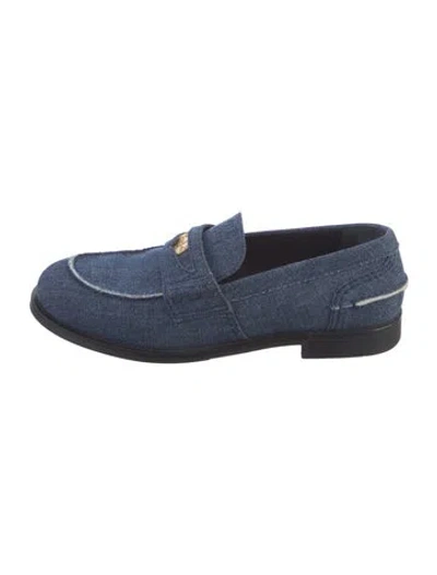Pre-owned Miu Miu Denim Loafers In Blue