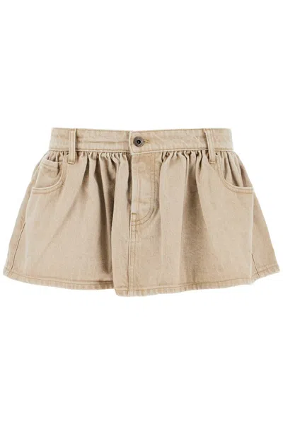 Miu Miu Denim Micro Skirt In Seven In Neutral