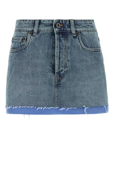Miu Miu Denim Mini Skirt In Blue