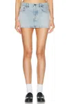 Miu Miu Light Blue Denim Short With Logo In Azzurro