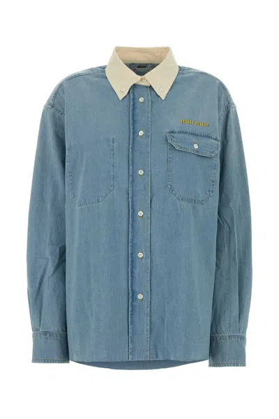 Miu Miu Denim Oversize Shirt In Blue