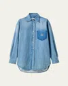 Miu Miu Denim Oversized Button-down Shirt In Blue