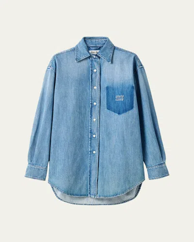 Miu Miu Denim Oversized Button-down Shirt In Blue