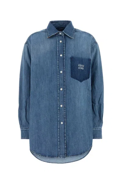 Miu Miu Denim Oversized Shirt In Blue