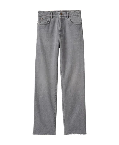 Miu Miu Denim Pants In Gray