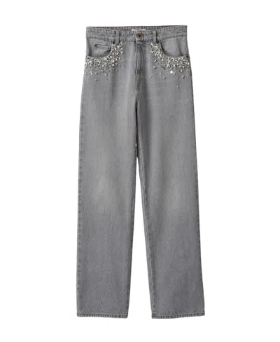 Miu Miu Denim Pants In Gray