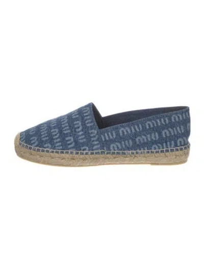 Pre-owned Miu Miu Denim Patterned Espadrilles In Blue