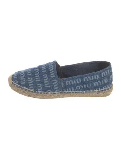 Pre-owned Miu Miu Denim Printed Espadrilles In Blue