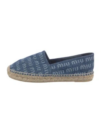Pre-owned Miu Miu Denim Printed Espadrilles In Blue