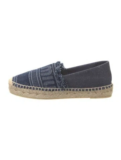 Pre-owned Miu Miu Denim Raw-edge Trim Espadrille Sneakers In Blue