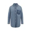 Miu Miu Denim Shirt With Chest Pocket And Round Hem
