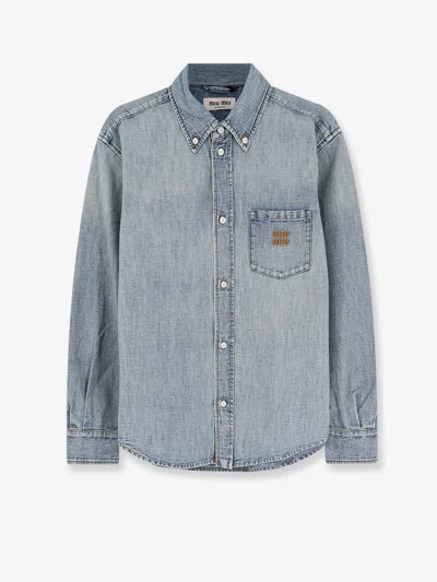 Miu Miu Denim Shirt In Blue