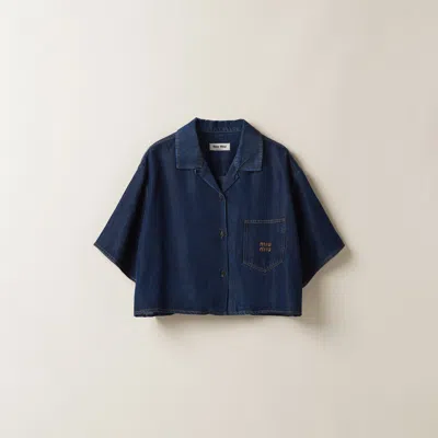 Miu Miu Denim Shirt In Navy