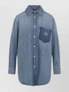 Miu Miu Denim Shirt With Chest Pocket And Round Hem