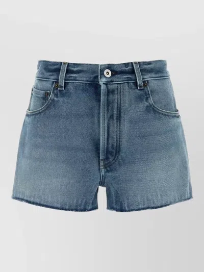 Miu Miu Denim Shorts Frayed Hem Five Pocket Design In Blue