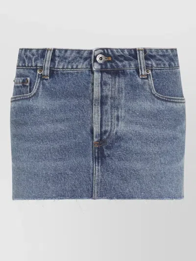 Miu Miu Denim Shorts Frayed Hem Five Pockets In Blue