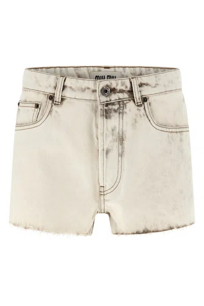 Miu Miu Denim Shorts In Gray