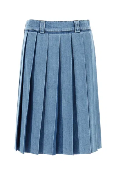 Miu Miu Moschino Jeans Denim Skirt In Gray