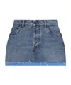 Miu Miu Denim And Poplin Miniskirt In Blue