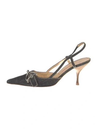 Pre-owned Miu Miu Denim Slingback Pumps In Blue