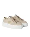 Miu Miu Denim Sneakers With Logo In Neutral