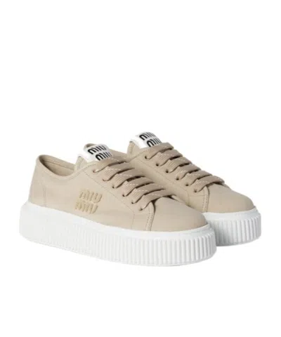 Miu Miu Denim Sneakers With Logo